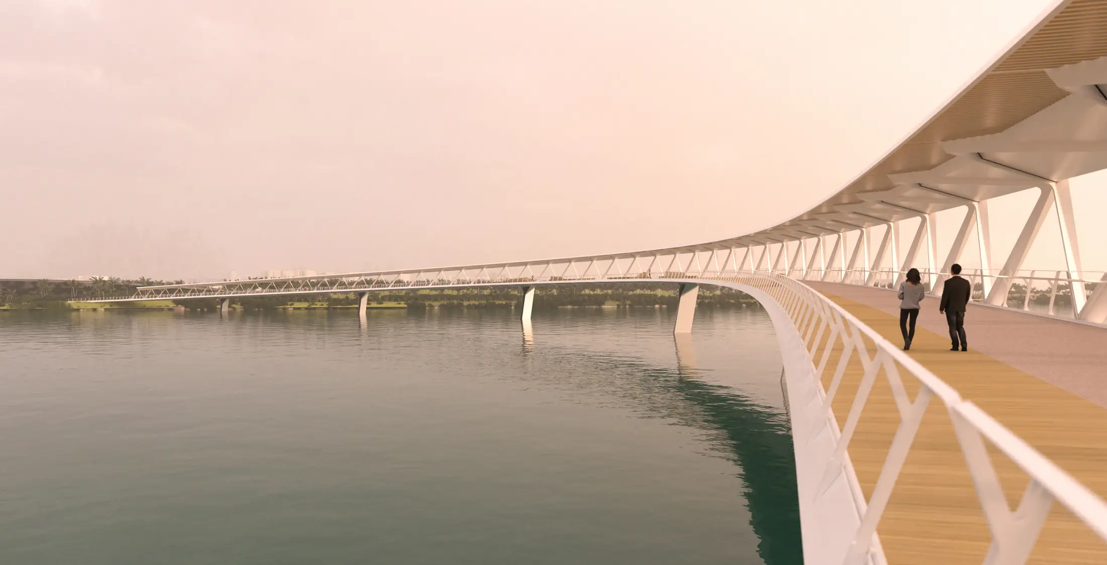 Látványterv - Crossing Crescent Bridge, Singapore