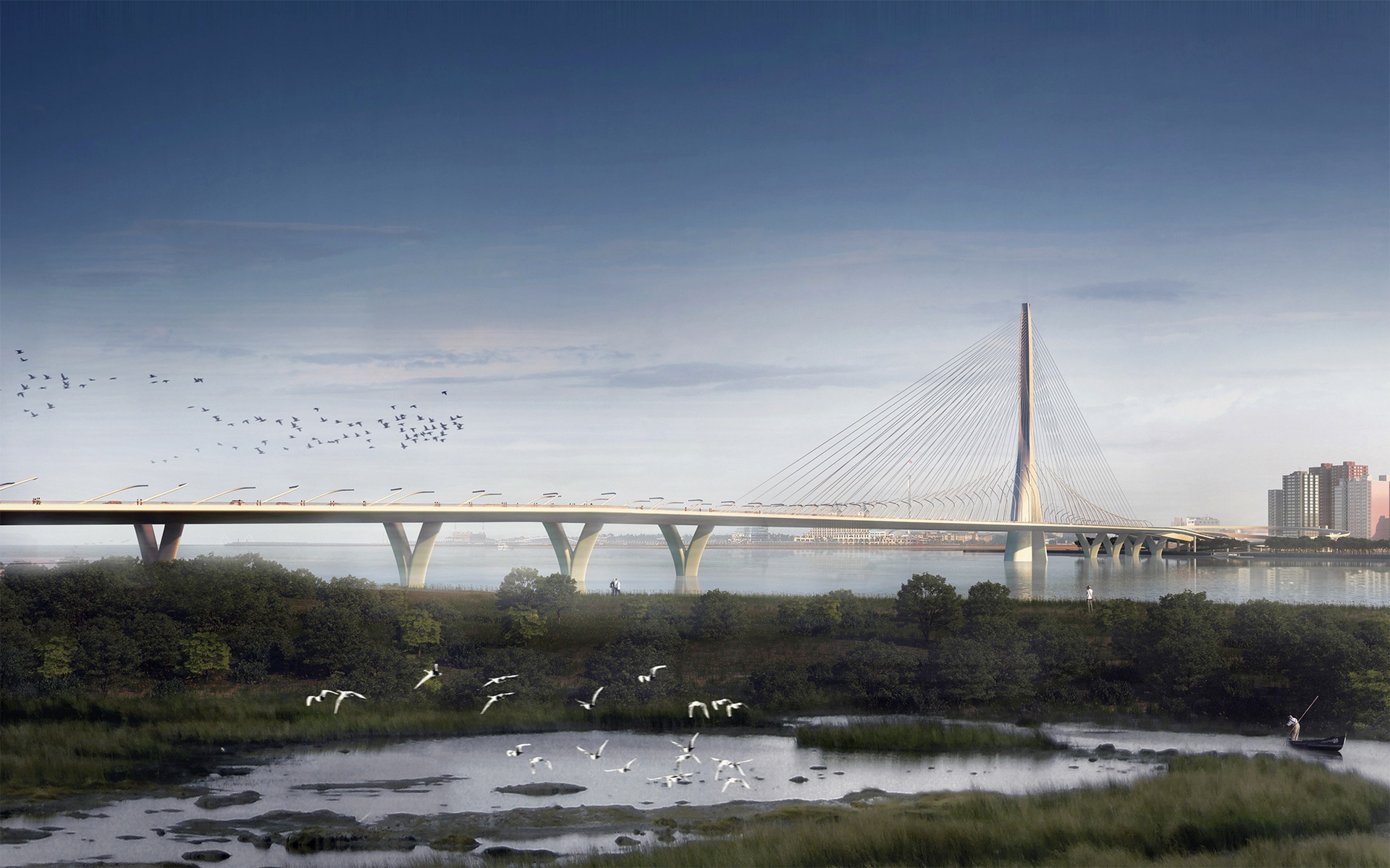Látványterv - Zaha Hadid Architects - Danjiang Bridge, New Taipei