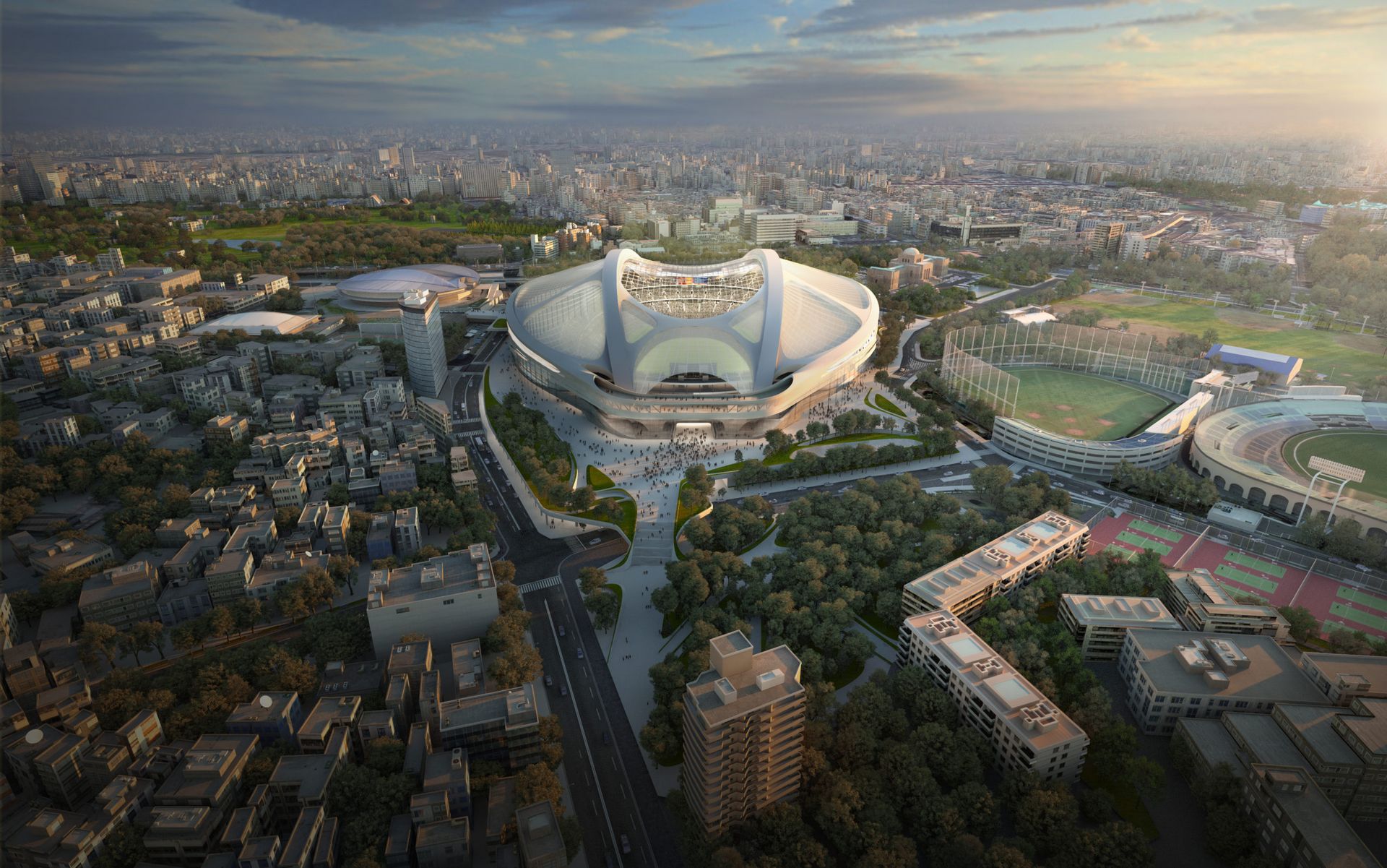 Látványterv - Zaha Hadid Architects - New National Stadium, Tokyo